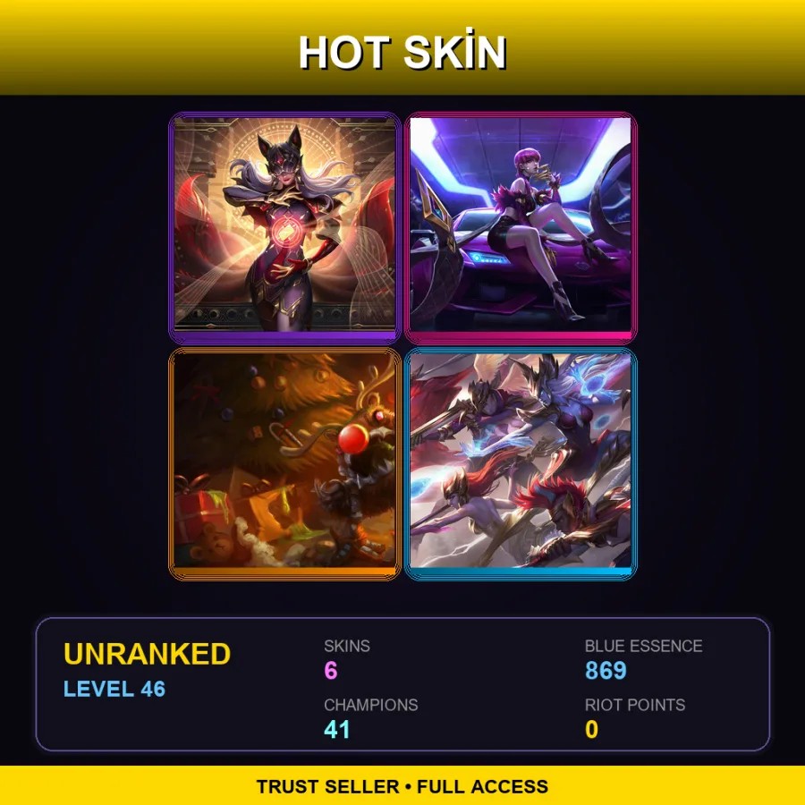 EUW | Lv46 | Unranked | 6 Skin | 41 Champ — LoL account