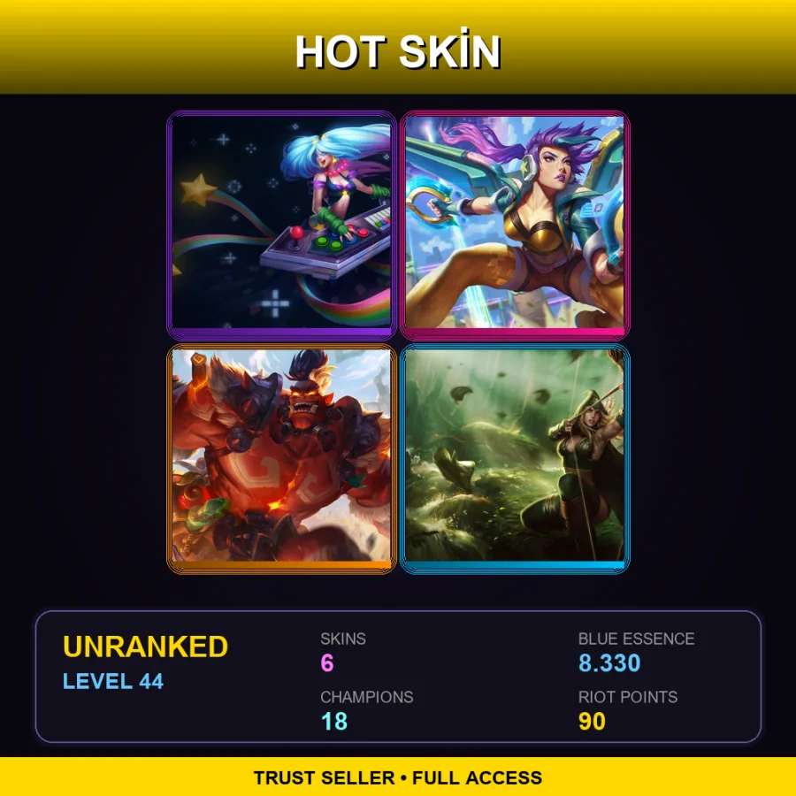 EUW | Lv44 | Unranked | 6 Skin | 18 Champ