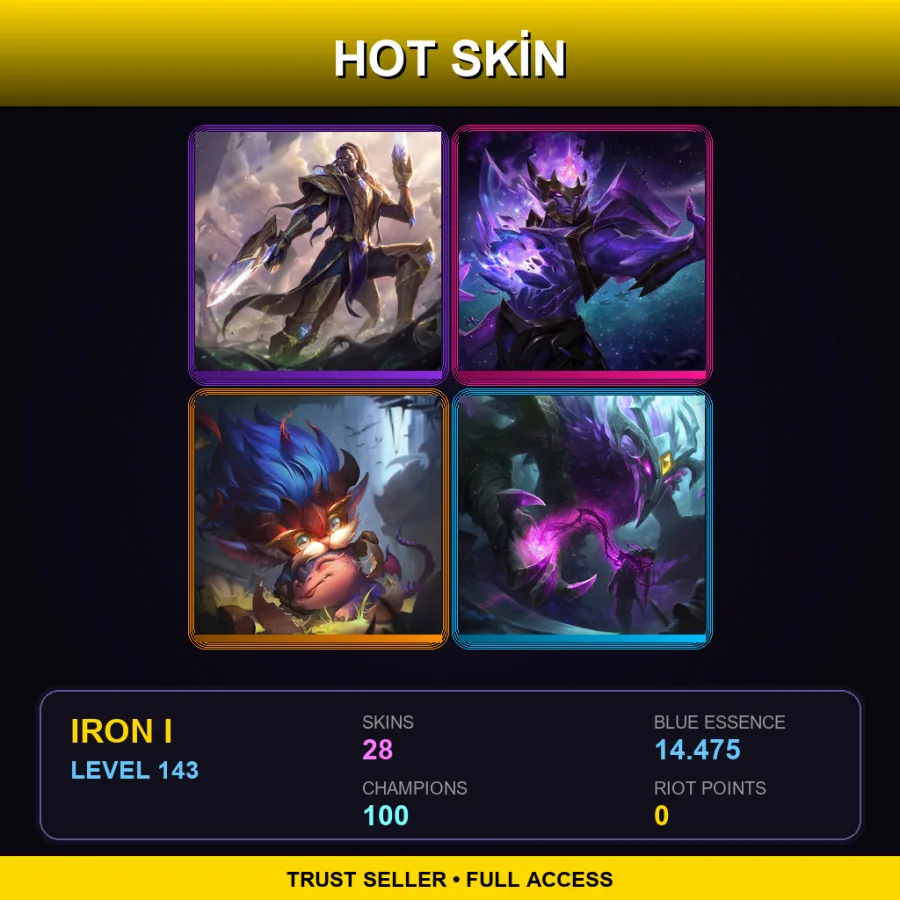 TR | Lv143 | Iron I | 28 Skin | 100 Champ