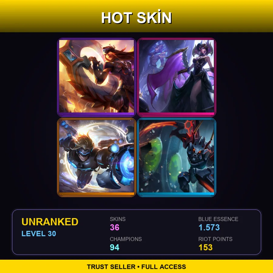 EUW | Lv30 | Unranked | 36 Skin | 94 Champ