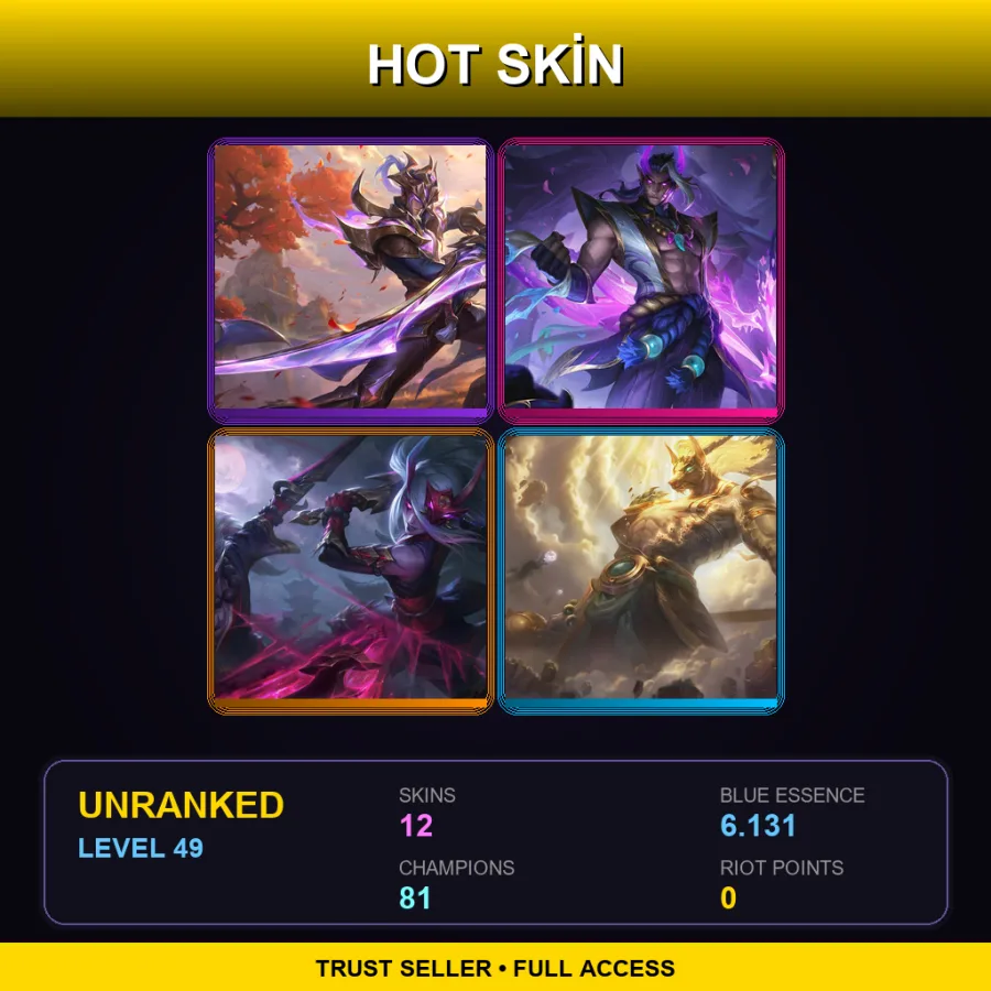 VN | Lv49 | Unranked | 12 Skin | 81 Champ