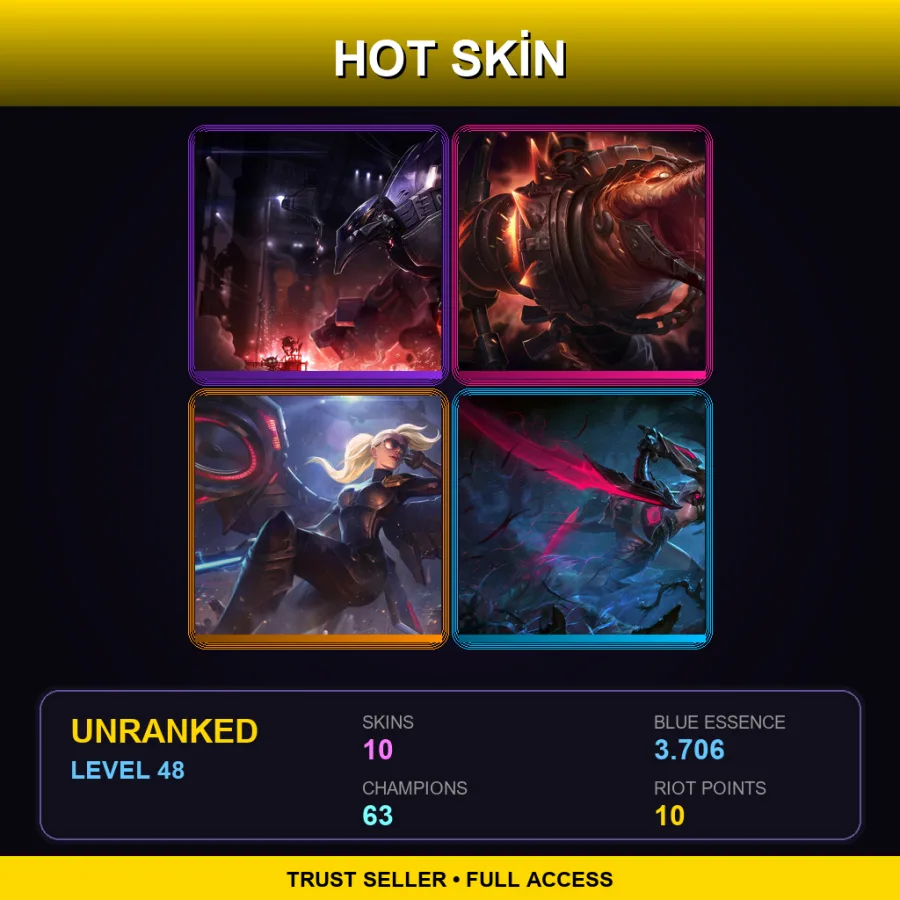 EUNE | Mecha Malphite | Scorched Earth Renekton | Riot Kayle | Headhunter Akali | 10 Skin | 63 Champ | Lv48