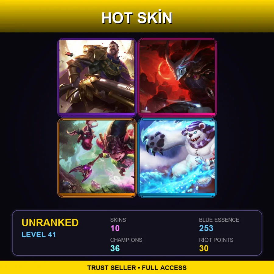 EUW | Lv41 | Unranked | 10 Skin | 36 Champ