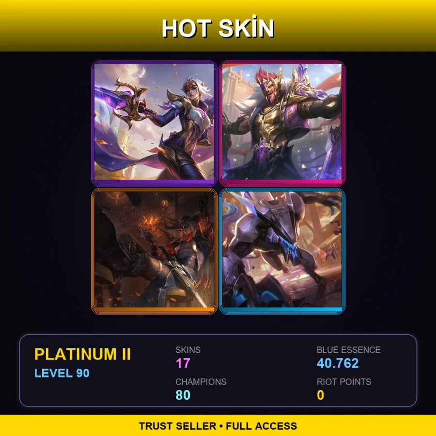 EUW | Lv90 | Platinum II | 17 Skin | 80 Champ