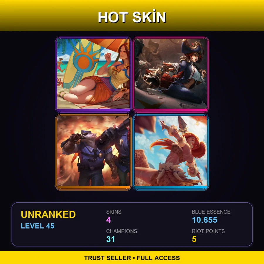 EUNE | Lv45 | Unranked | 4 Skin | 31 Champ