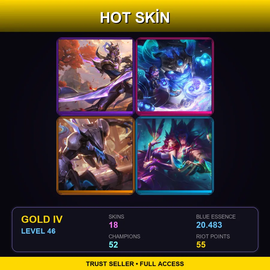 BR | Lv46 | Gold IV | 18 Skin | 52 Champ