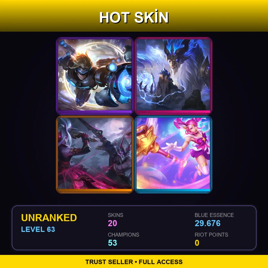 LAN | Lv63 | Unranked | 20 Skin | 53 Champ