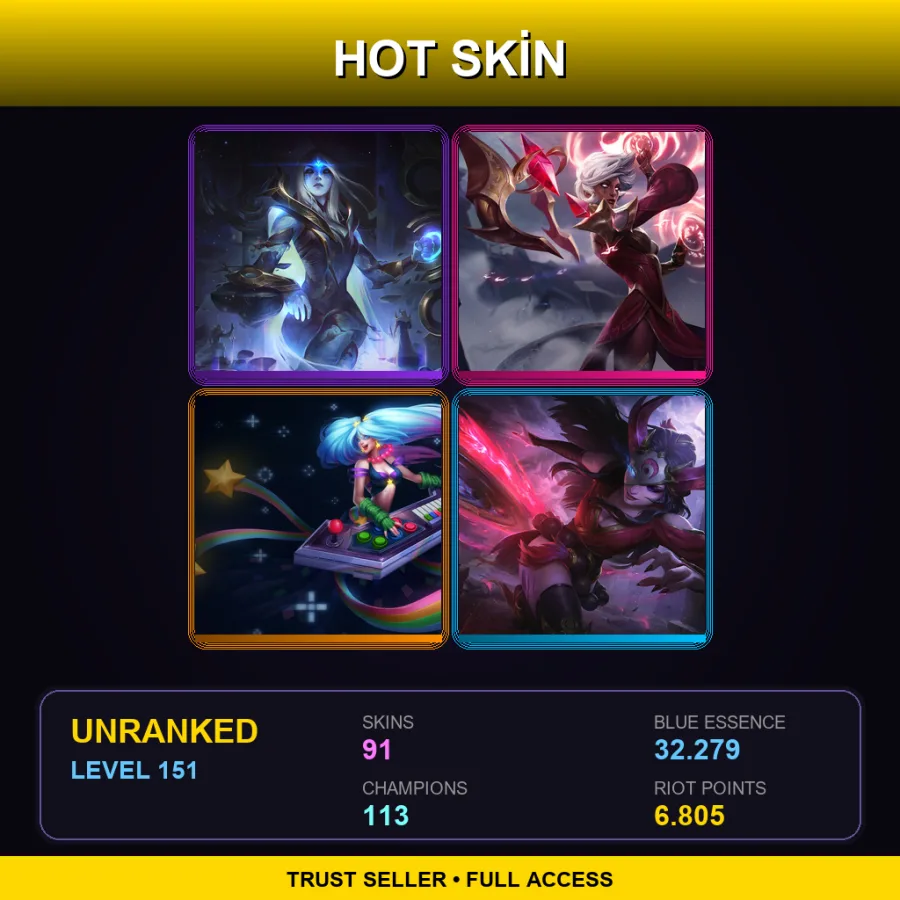 NA | Lv151 | Unranked | 91 Skin | 113 Champ