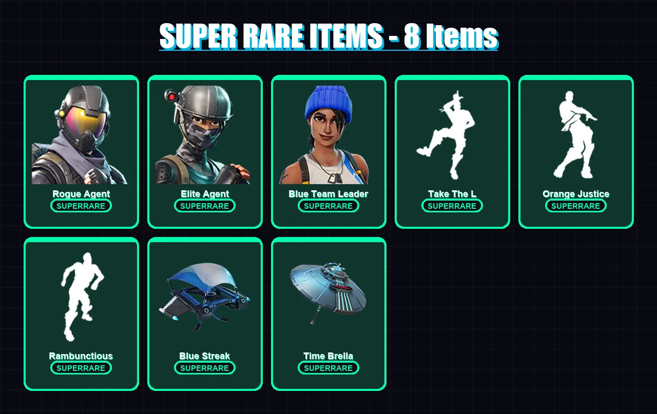 [PS4/PS5/XBOX/PC] | Rogue Agent | Elite Agent | Blue Team Leader | Spectra Knight | Raptor | 45 skin | 37 pickaxe | 40 emote | 37 glider | Lv464