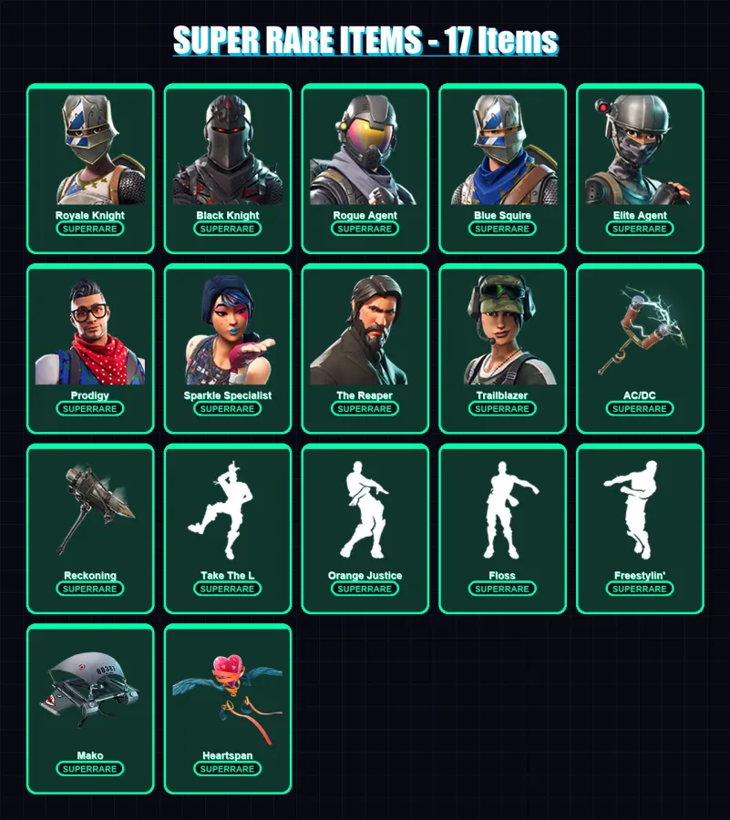 [PS4/PS5/XBOX/PC] | Royale Knight | Black Knight | Rogue Agent | Blue Squire | Elite Agent | 55 skin | 32 pickaxe | 53 emote | 42 glider | Lv538 — Fortnite account