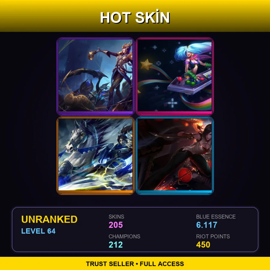 EUW | Lv64 | Unranked | 205 Skin | 212 Champ