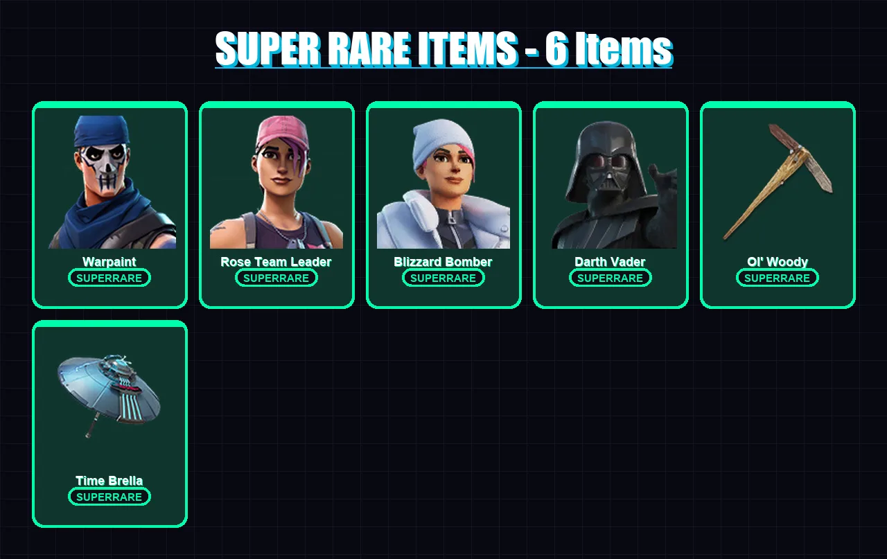 [PS4/PS5/PC] | Warpaint | Rose Team Leader | Blizzard Bomber | Darth Vader | Vi | 291 skin | 328 pickaxe | 253 emote | 245 glider | Lv3957