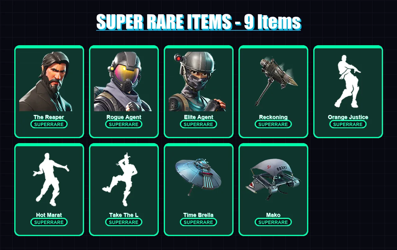 [PC/XBOX/PSN] | The Reaper | Rogue Agent | Elite Agent | Valeria | Carbide | 41 skin | 41 pickaxe | 52 emote | 51 glider | Lv763