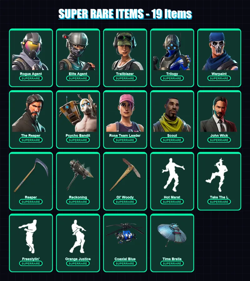 [PC/XBOX/PSN] | Rogue Agent | Elite Agent | Trailblazer | Trilogy | Warpaint | 148 skin | 136 pickaxe | 198 emote | 108 glider | Lv2293 — Fortnite account