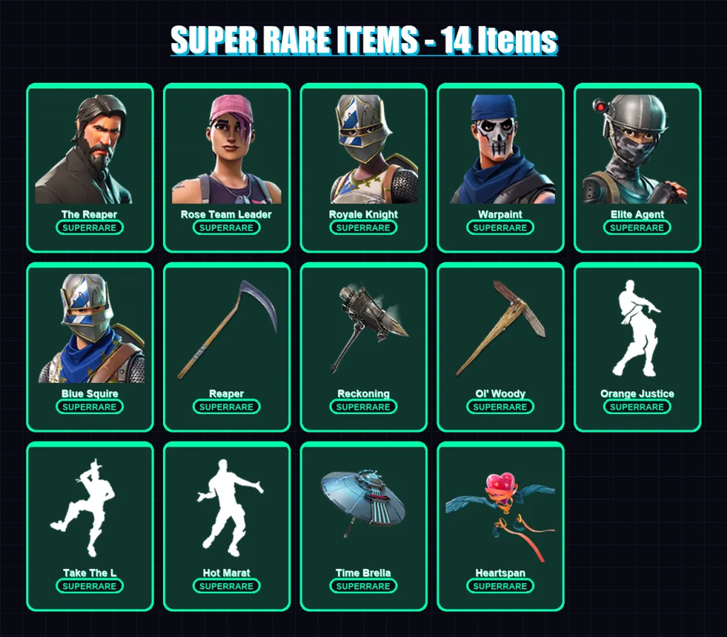 [PC/PSN] | The Reaper | Rose Team Leader | Royale Knight | Warpaint | Elite Agent | 142 skin | 152 pickaxe | 141 emote | 141 glider | Lv1350