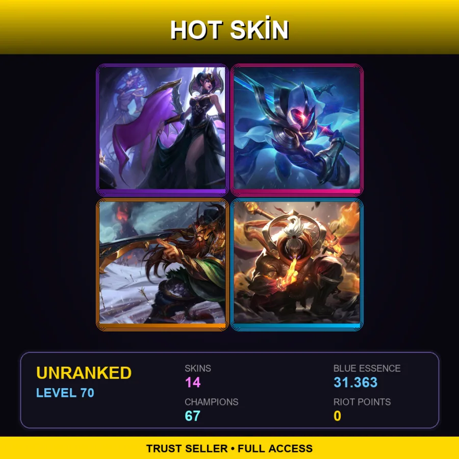VN | Lv70 | Unranked | 14 Skin | 67 Champ — Riot Girl Tristana