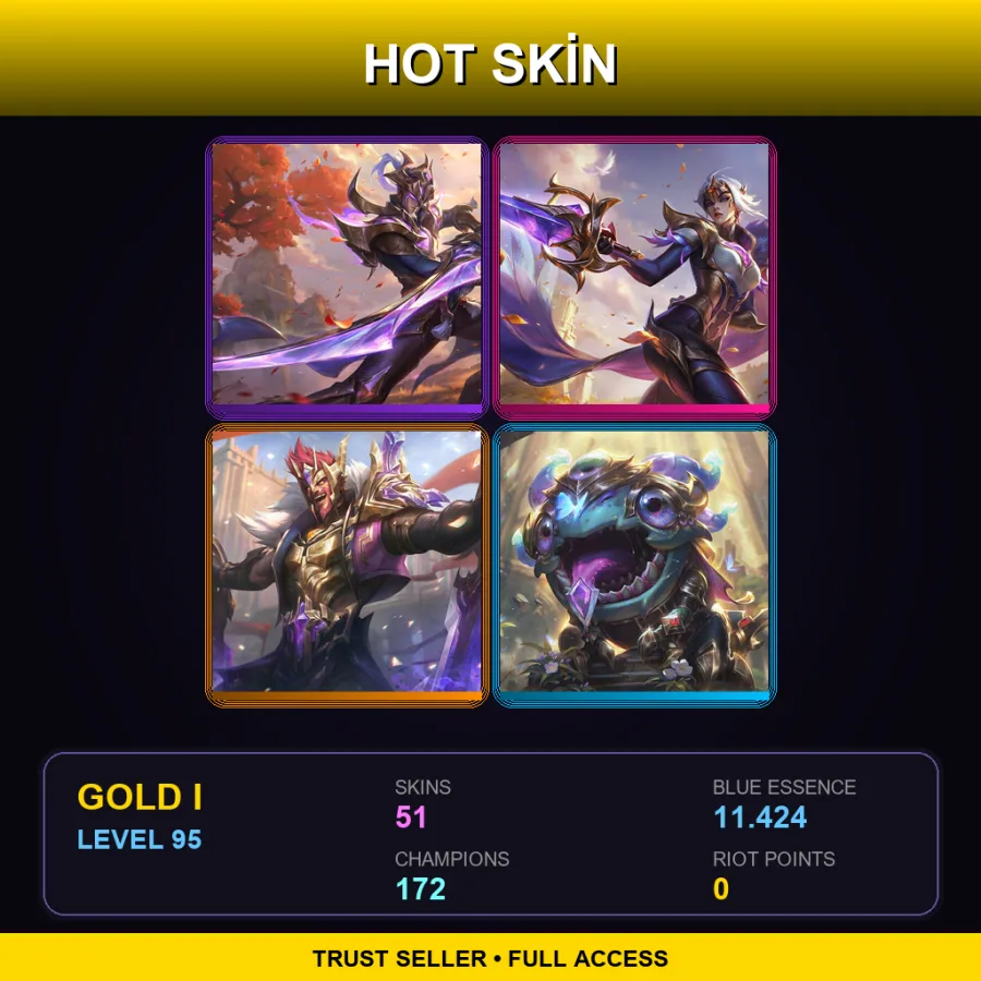VN | Lv95 | Gold I | 51 Skin | 172 Champ — LoL account