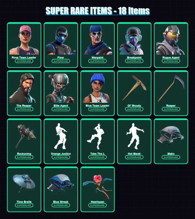 [PC/XBOX] | Rose Team Leader | Fixer | Warpaint | Breakpoint | Rogue Agent | 132 skin | 129 pickaxe | 111 emote | 124 glider | Lv1558