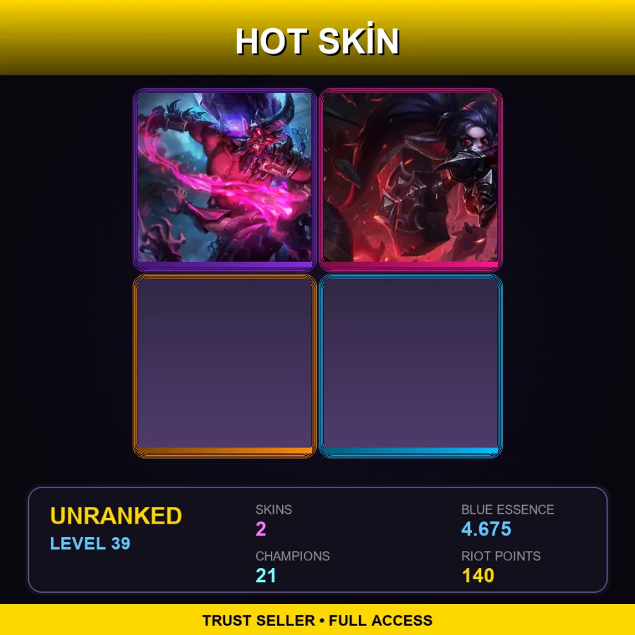 EUNE | Lv39 | Unranked | 2 Skin | 21 Champ — LoL account