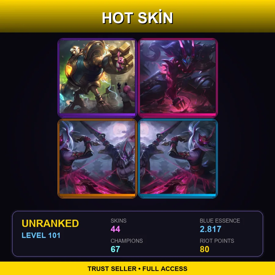 EUW | Lv101 | Unranked | 44 Skin | 67 Champ