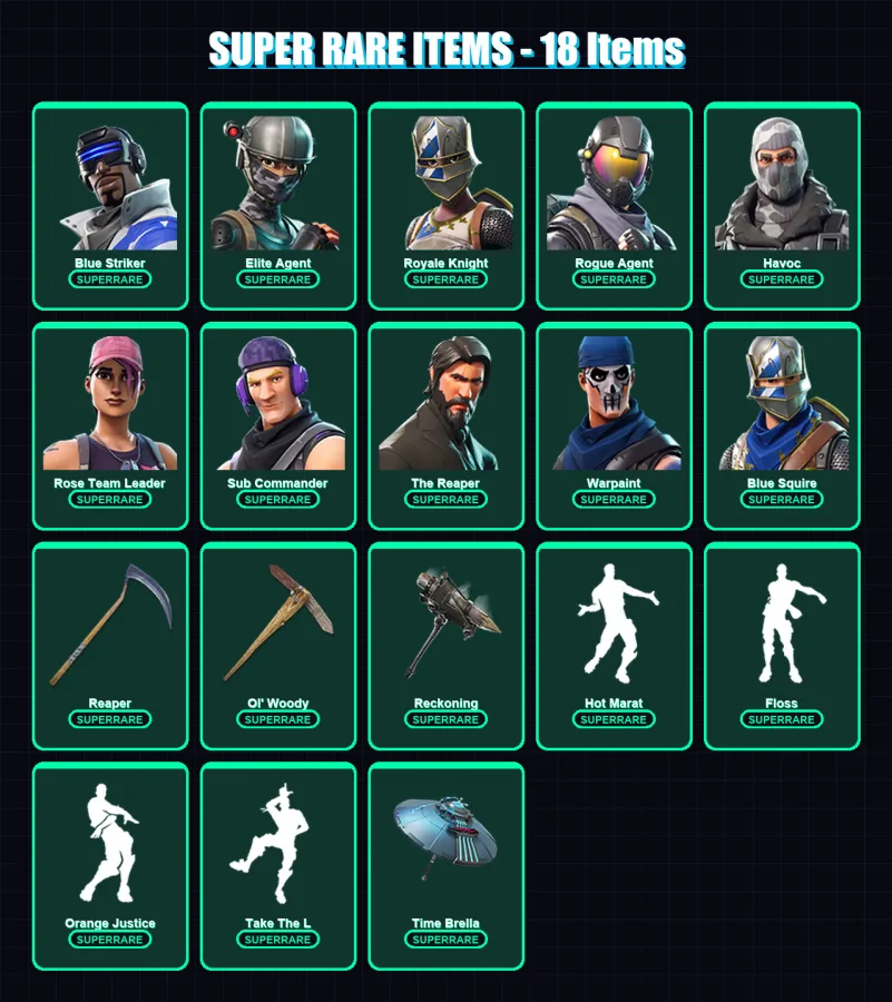 [PC/XBOX/PSN] | Blue Striker | Elite Agent | Royale Knight | Rogue Agent | Havoc | 92 skin | 80 pickaxe | 92 emote | 91 glider | Lv1367