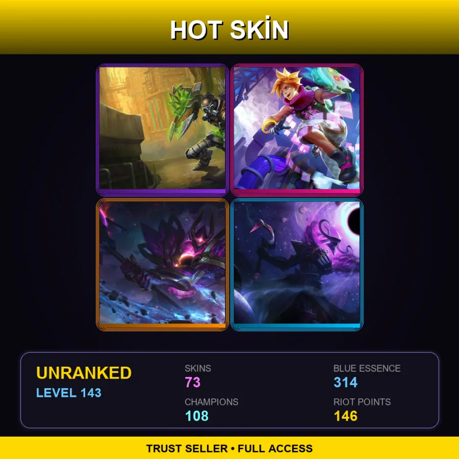 EUNE | Lv143 | Unranked | 73 Skin | 108 Champ