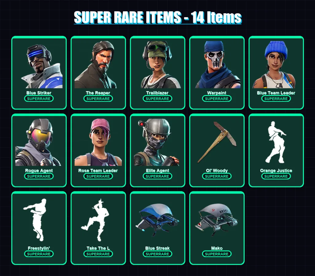 [PS4/PS5/XBOX/PC] | Blue Striker | The Reaper | Trailblazer | Warpaint | Blue Team Leader | 33 skin | 21 pickaxe | 33 emote | 20 glider | Lv250 — Fortnite account