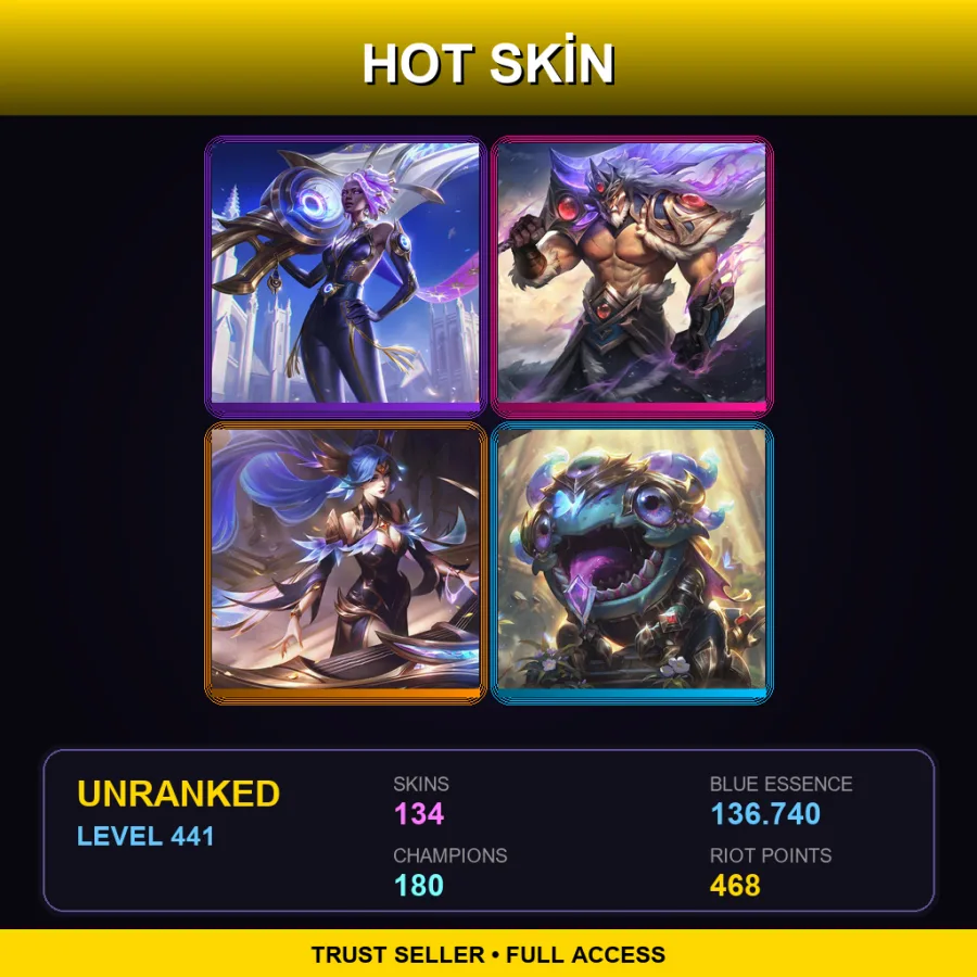 NA | Lv441 | Unranked | 134 Skin | 180 Champ
