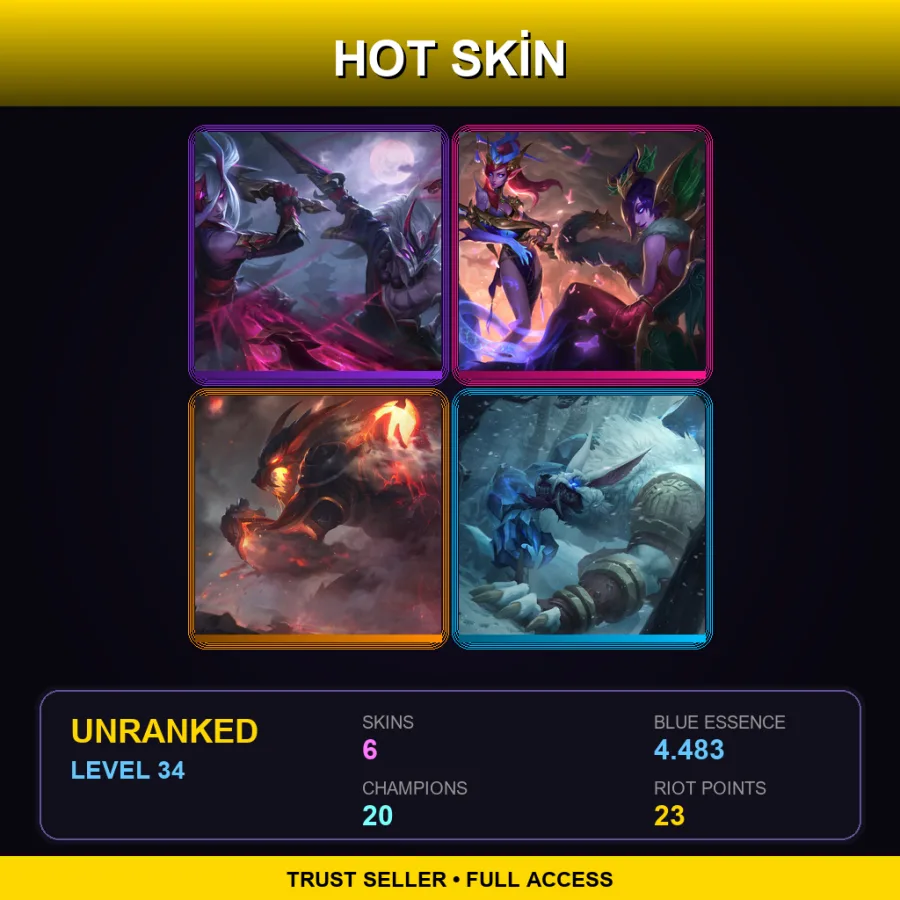 EUNE | Lv34 | Unranked | 6 Skin | 20 Champ