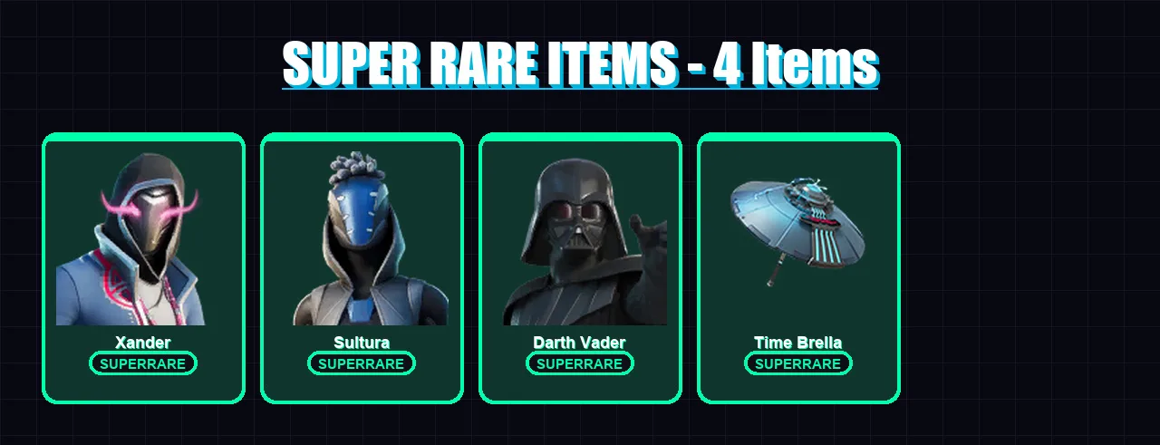[PS4/PS5/XBOX/PC] | Xander | Sultura | Darth Vader | Malik | Son Goku | 34 skin | 63 pickaxe | 47 emote | 57 glider | Lv965