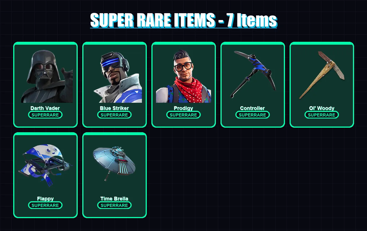 [PC/XBOX] | Darth Vader | Blue Striker | Prodigy | Era | Mecha Cuddle Master | 216 skin | 234 pickaxe | 166 emote | 167 glider | Lv1823