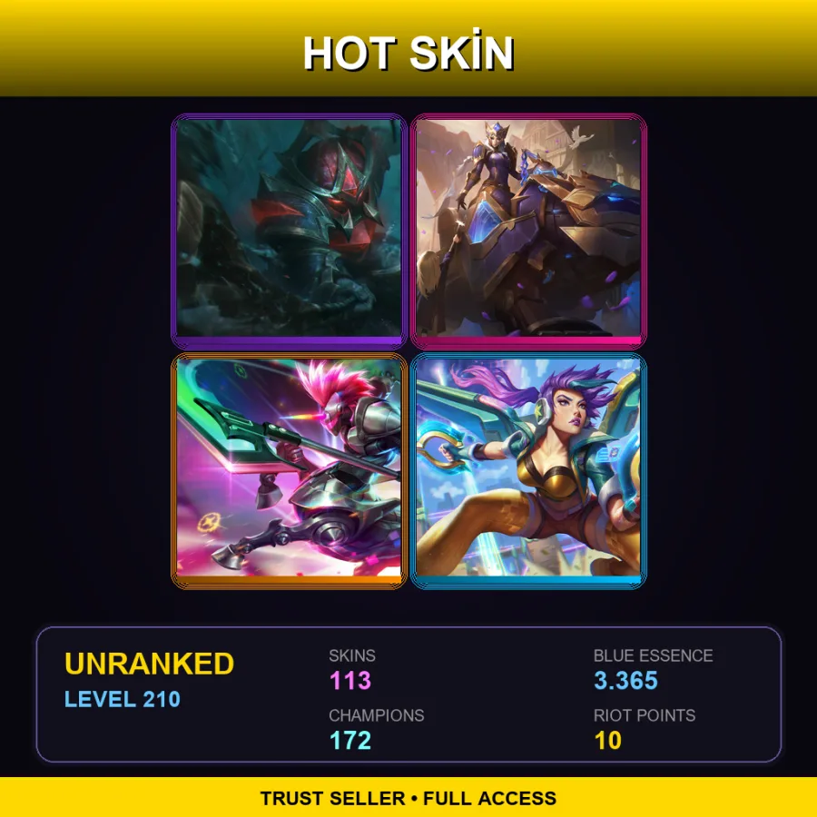 SG | Conqueror Nautilus | Hextech Sejuani | Arcade Hecarim | Arcade Kai'Sa | 113 Skin | 172 Champ | Lv210