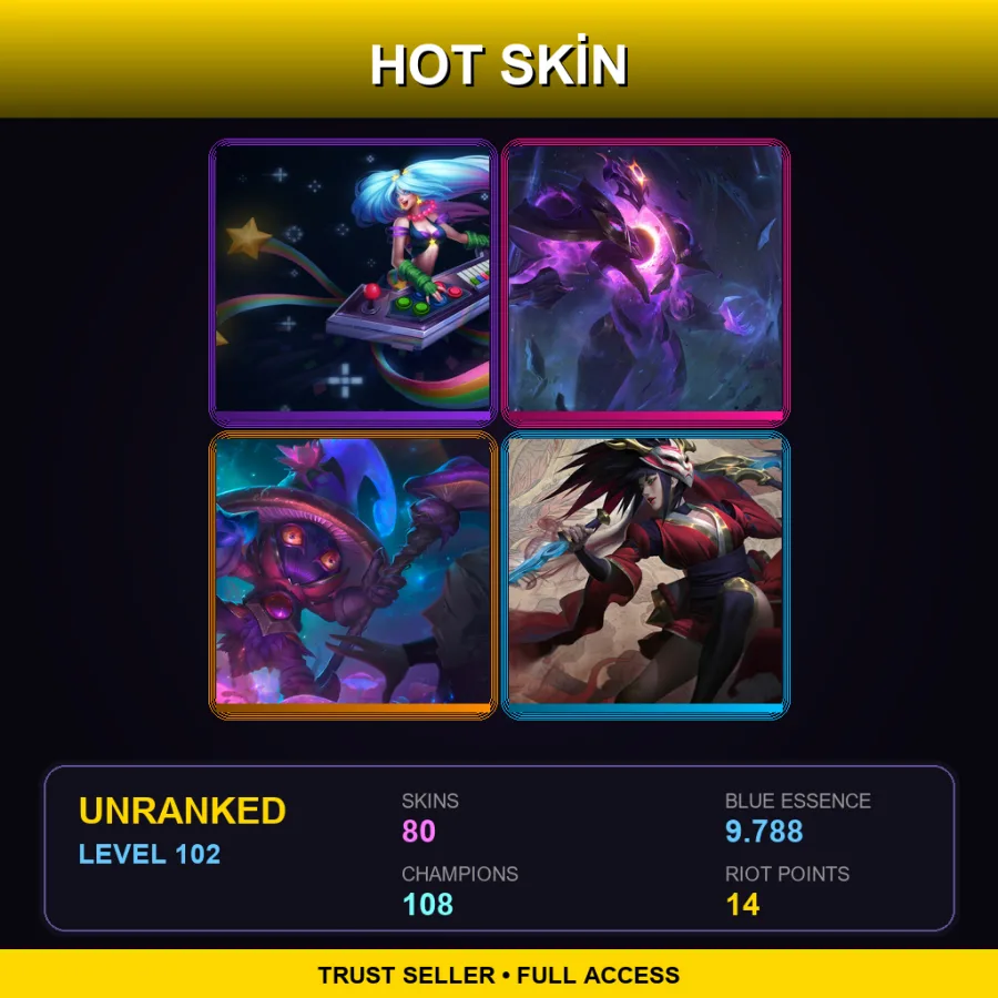 EUW | Lv102 | Unranked | 80 Skin | 108 Champ