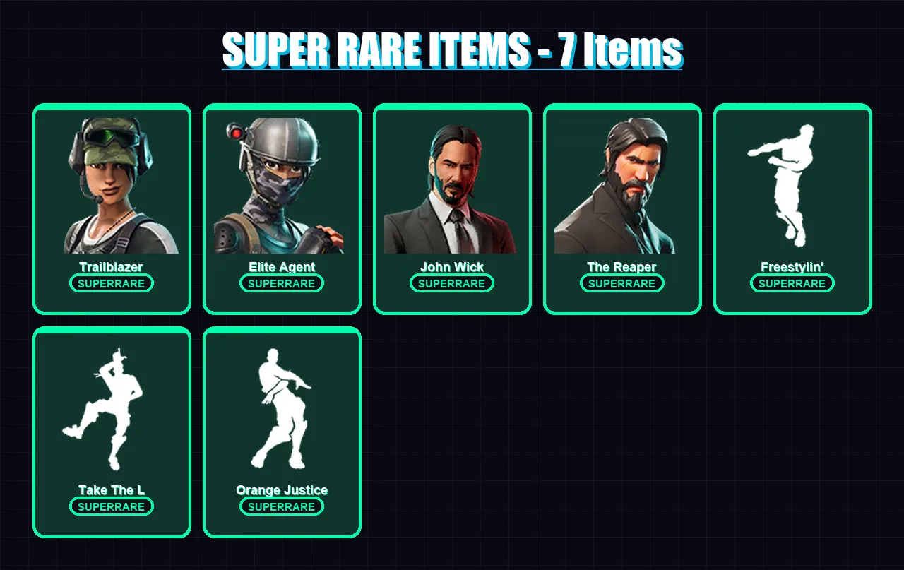 [PS4/PS5/XBOX/PC] | Trailblazer | Elite Agent | John Wick | The Reaper | Power Chord | 77 skin | 53 pickaxe | 59 emote | 46 glider | Lv578