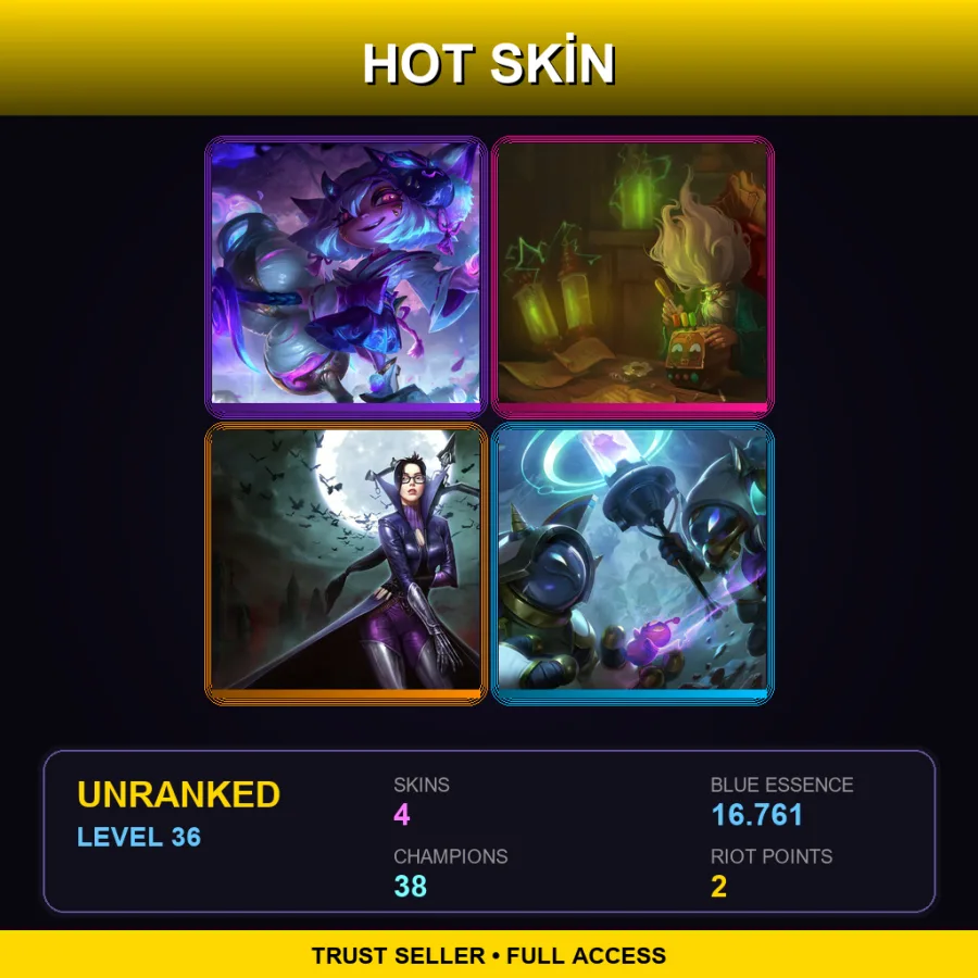EUW | Lv36 | Unranked | 4 Skin | 38 Champ