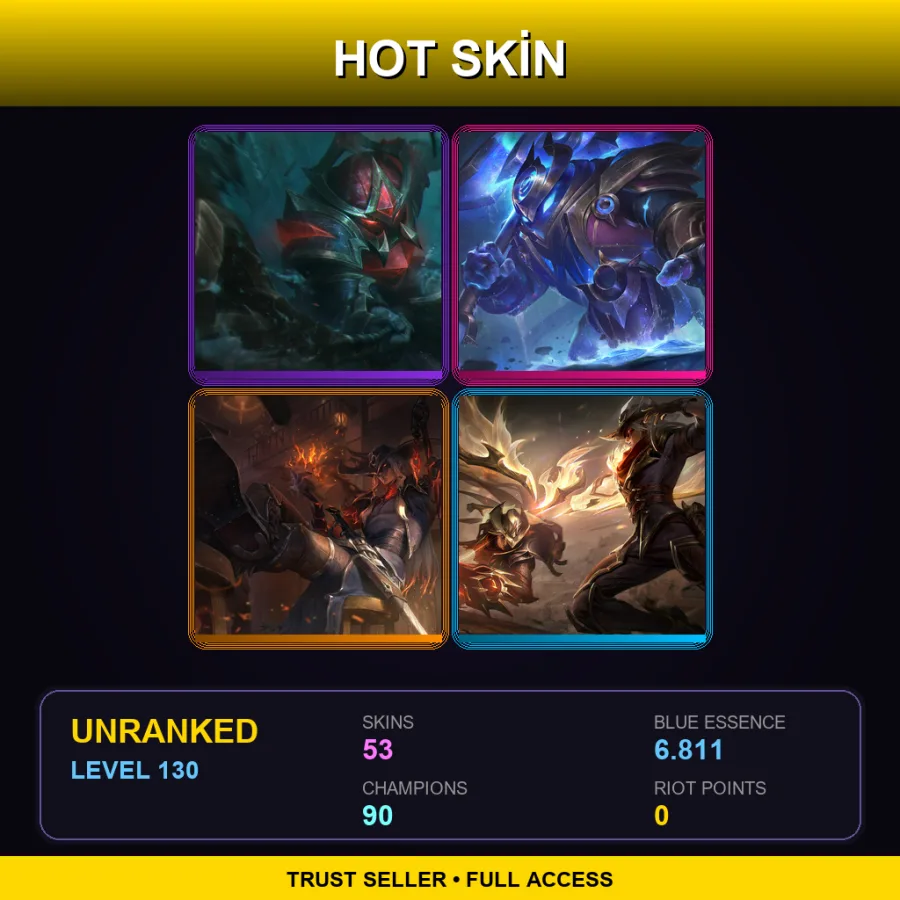 LAS | Lv130 | Unranked | 53 Skin | 90 Champ — Debonair Zed