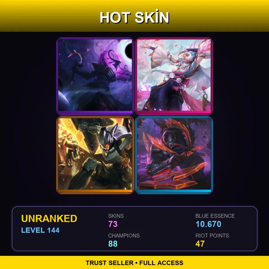 NA | Lv144 | Unranked | 73 Skin | 88 Champ