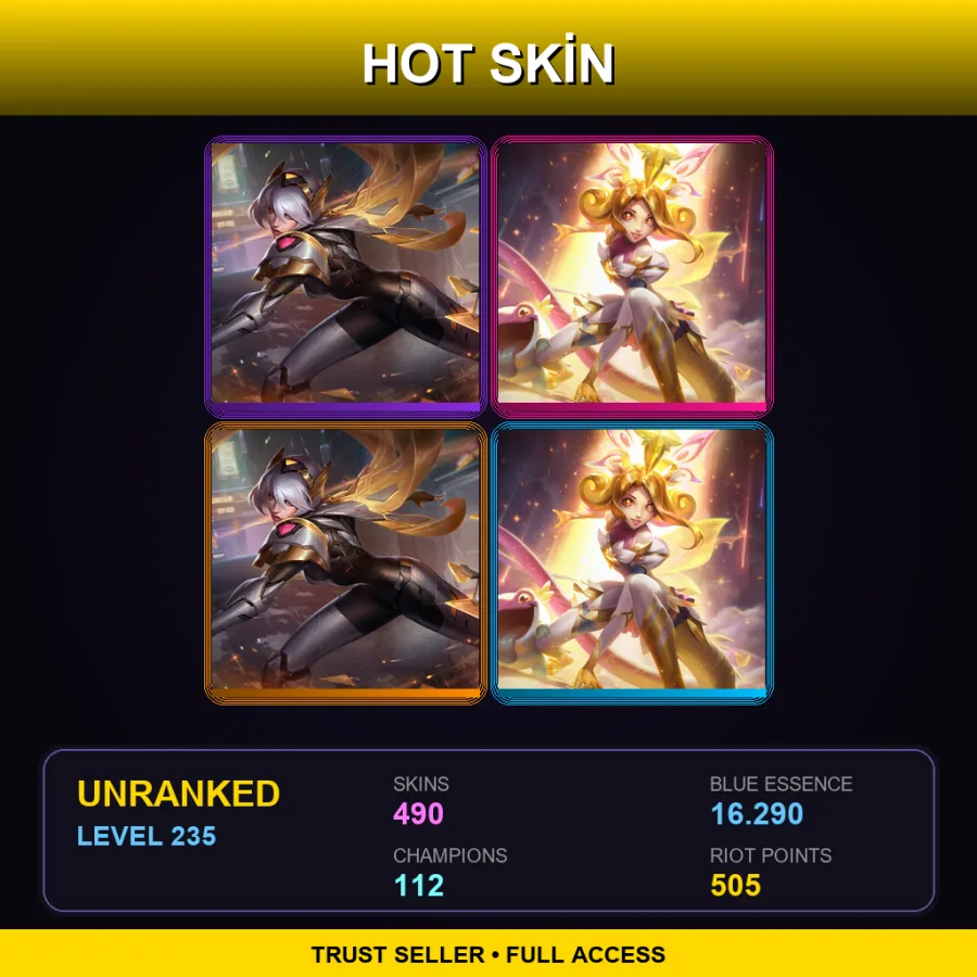 EUW | Lv235 | Unranked | 490 Skin | 112 Champ