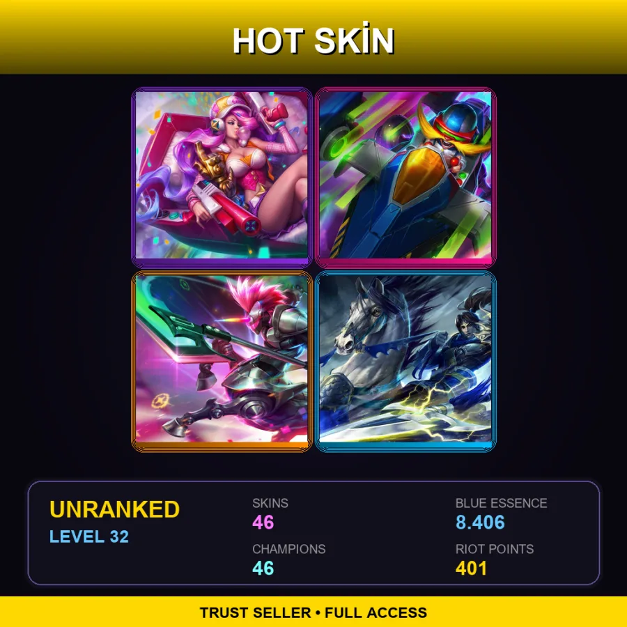 EUW | Arcade Miss Fortune | Arcade Corki | Arcade Hecarim | Warring Kingdoms Xin Zhao | 46 Skin | 46 Champ | Lv32