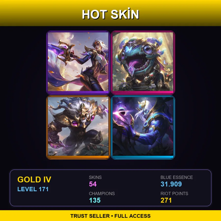 LAN | Victorious Fiora | Victorious Kog'Maw | Victorious Rengar | Cosmic Devourer Vladimir | 54 Skin | 135 Champ | Gold IV | Lv171