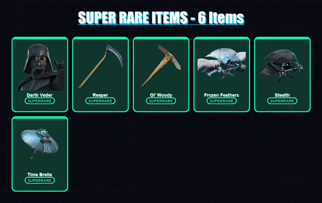 [PC] | Darth Vader | The Foundation | Ultima Knight | Ravage | Twyn | 231 skin | 266 pickaxe | 220 emote | 193 glider | Lv3298