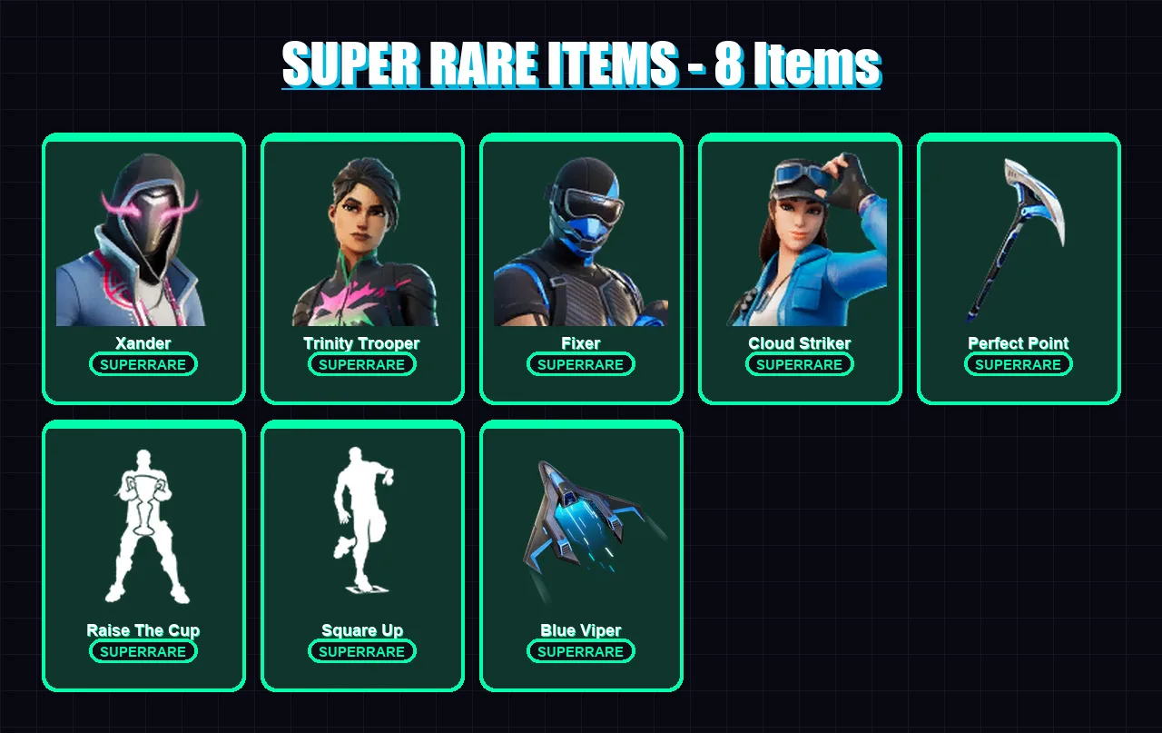 [PC] | Xander | Trinity Trooper | Fixer | Cloud Striker | Torin | 99 skin | 162 pickaxe | 92 emote | 123 glider | Lv1873