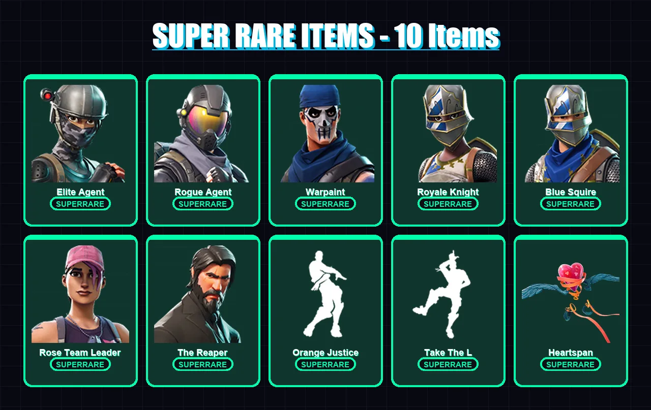 [PS4/PS5/XBOX/PC] | Elite Agent | Rogue Agent | Warpaint | Royale Knight | Blue Squire | 97 skin | 92 pickaxe | 105 emote | 101 glider | Lv1549