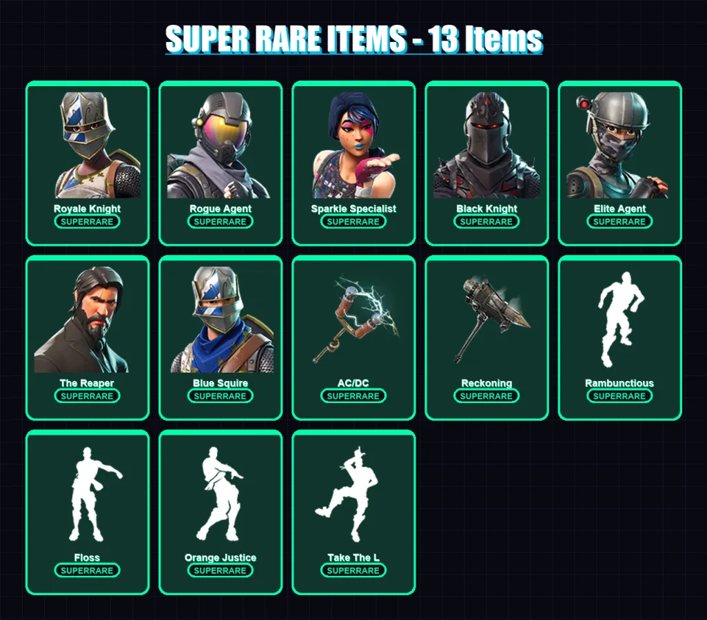 [PC/XBOX] | Royale Knight | Rogue Agent | Sparkle Specialist | Black Knight | Elite Agent | 104 skin | 57 pickaxe | 123 emote | 67 glider | Lv797