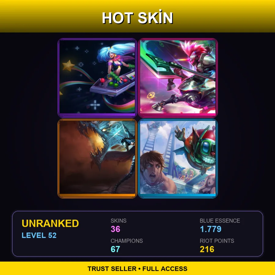 OCE | Lv52 | Unranked | 36 Skin | 67 Champ — Unranked / Smurf League of Legends