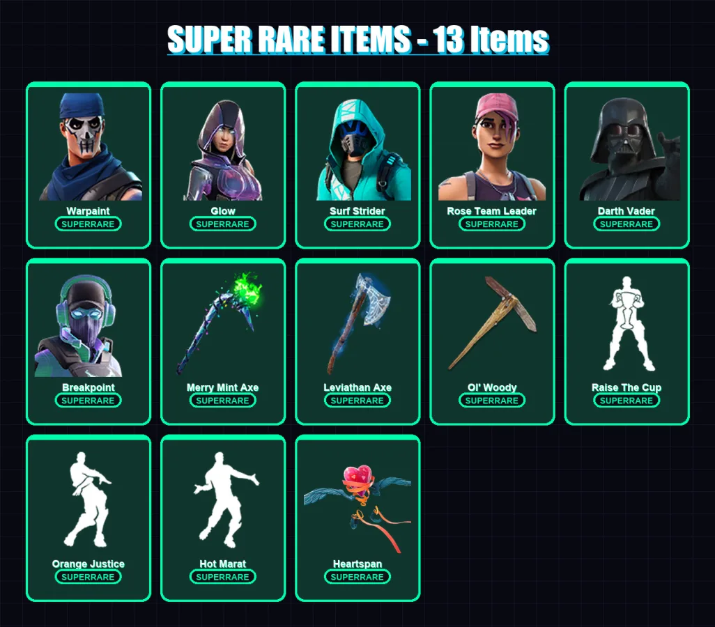 [PC/XBOX/PSN] | Warpaint | Glow | Surf Strider | Rose Team Leader | Darth Vader | 374 skin | 288 pickaxe | 193 emote | 203 glider | Lv3742