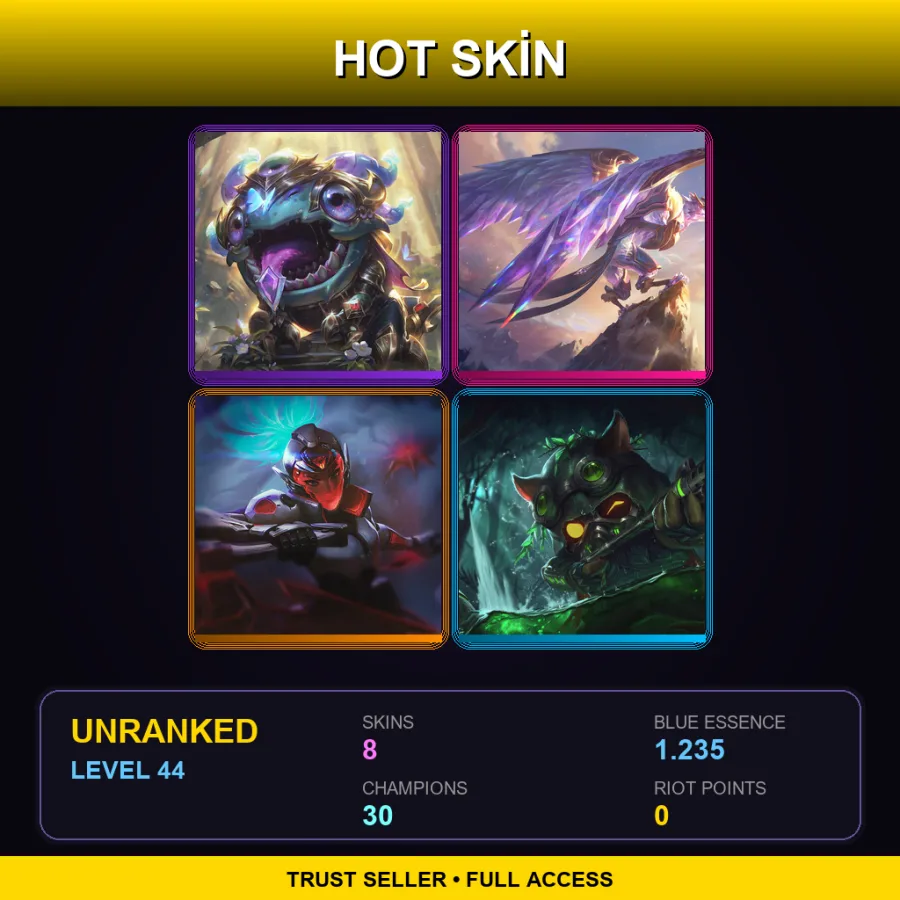 EUNE | Lv44 | Unranked | 8 Skin | 30 Champ
