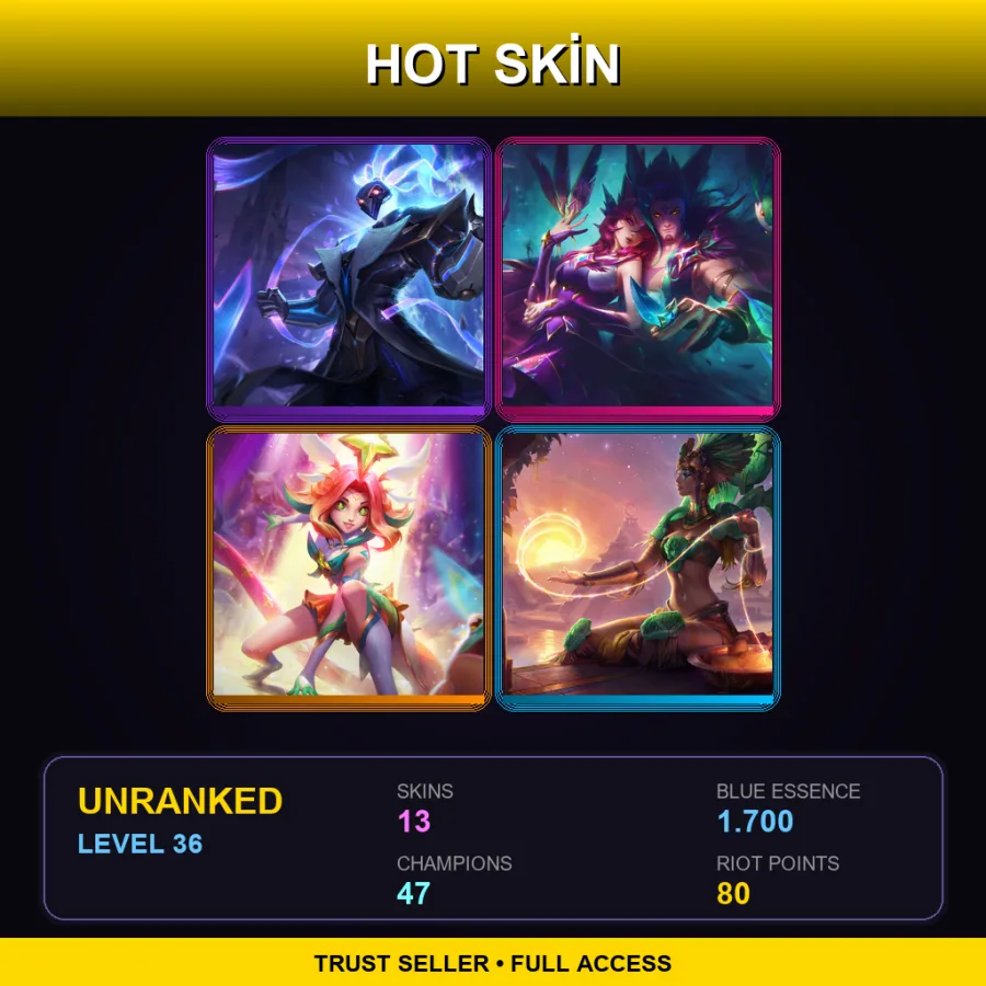 EUW | Lv36 | Unranked | 13 Skin | 47 Champ — LoL account