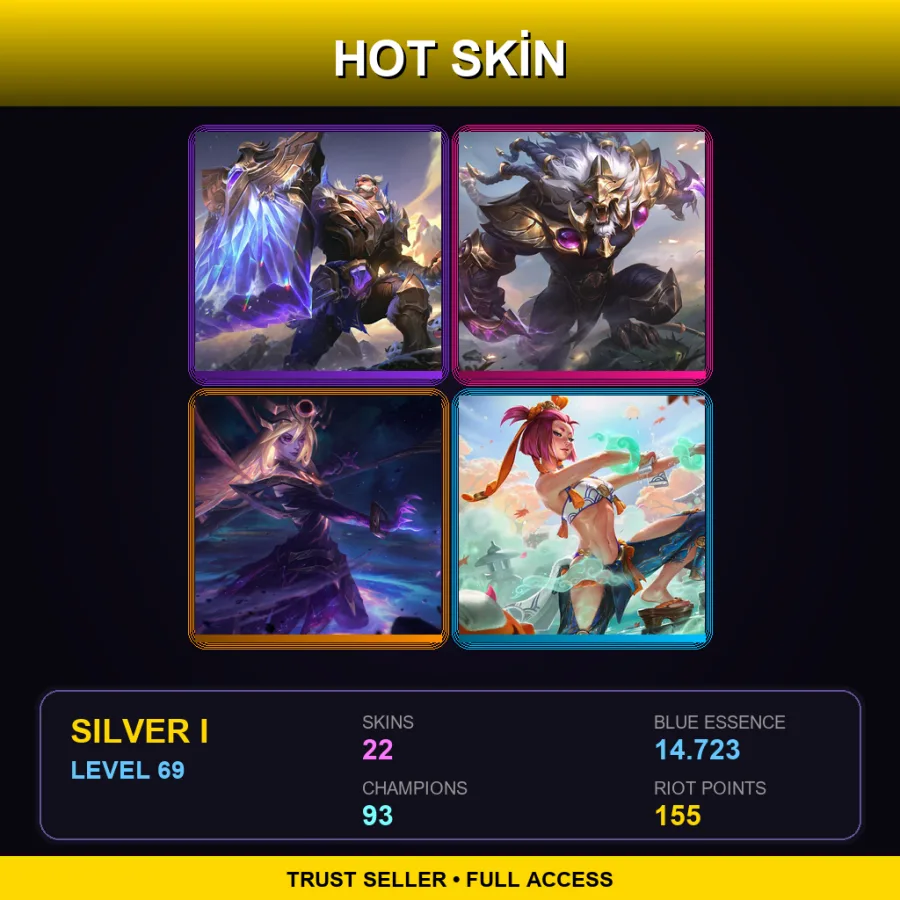 LAN | Victorious Braum | Victorious Rengar | Dark Cosmic Lux | Spirit Blossom Springs Yunara | 22 Skin | 93 Champ | Silver I | Lv69