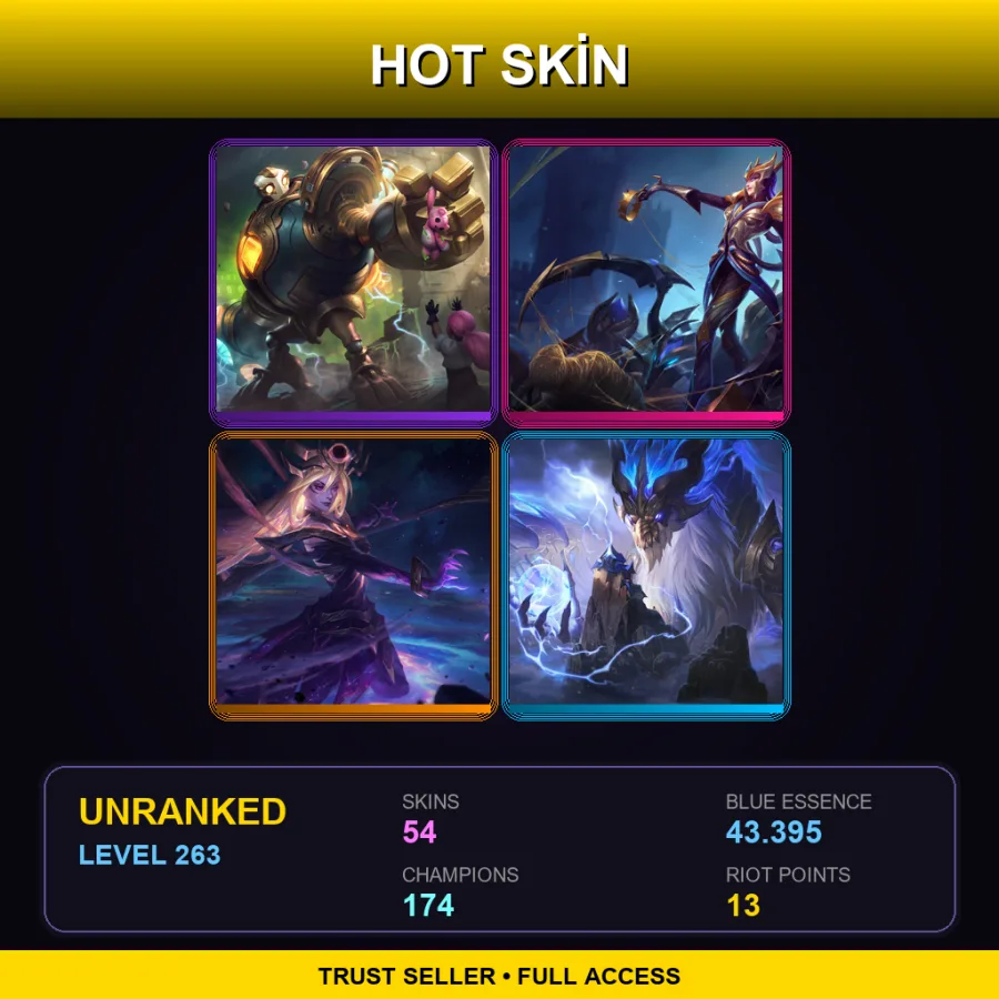 EUNE | Lv263 | Unranked | 54 Skin | 174 Champ — Midnight Ahri